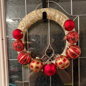 Festive Red and Gold Holiday Wreath